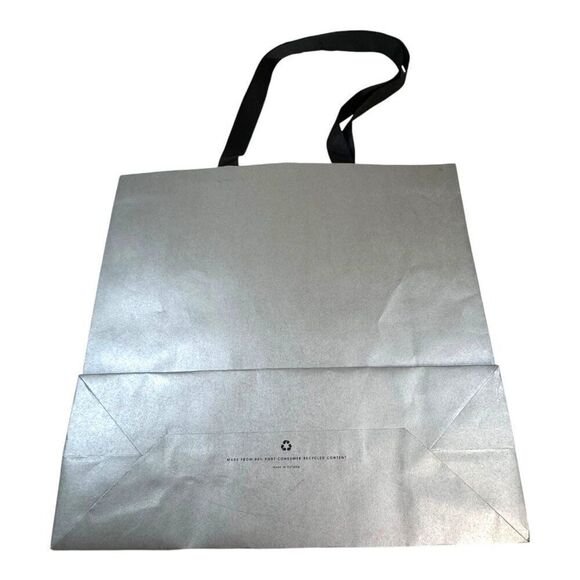 Neiman Marcus Silver Tote Bag With Black Handles Shopping Authentic Metallic - Picture 3 of 5